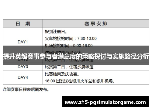 提升英超赛事参与者满意度的策略探讨与实施路径分析