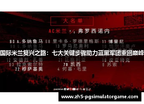 国际米兰复兴之路：七大关键步骤助力蓝黑军团重回巅峰